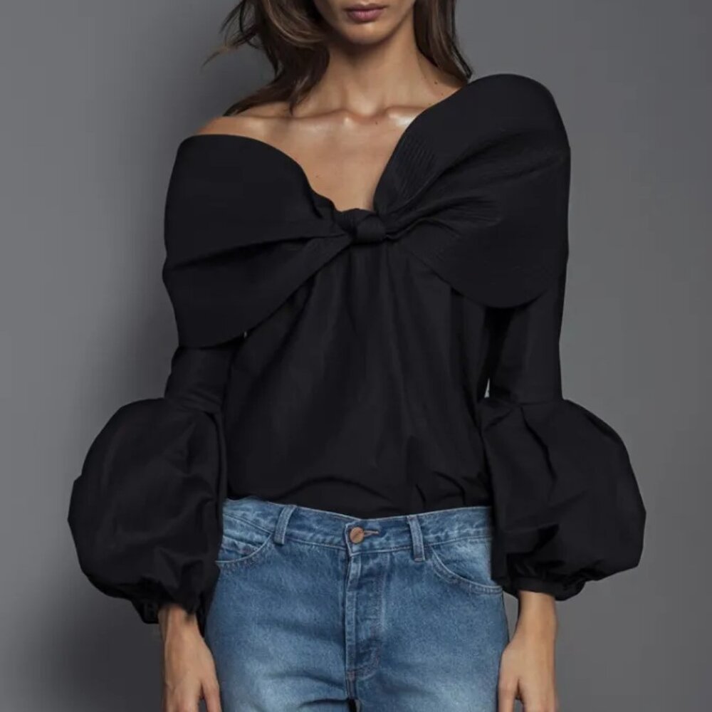 Johanna Ortiz Lutari Top Fall 2017 One Shoulder Black Size 2 NEW NWT